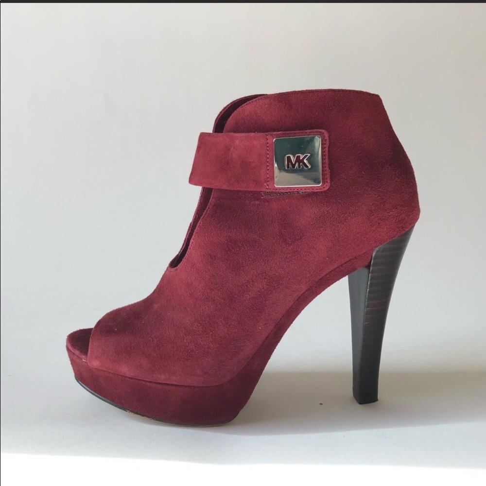 micheal kors sueade burgundy platform heels